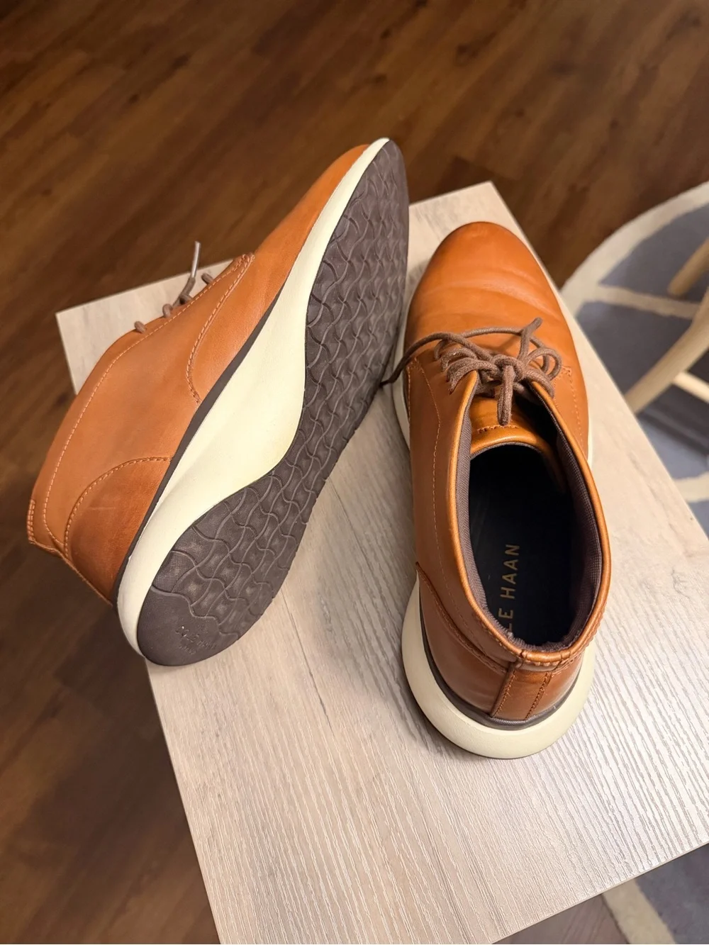 Cole Haan Men’s Leather Lace-Up Loafers in Tan and White